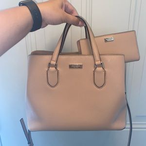 Kate spade nude/tan purse with matching wallet